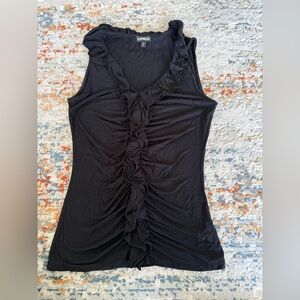 Express Women's Black Ruffled Top, XS